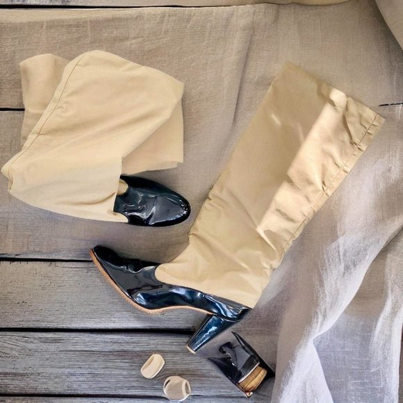 Vintage 60s mod patent vinyl high heel boots by Golo 8.5 - Picture 2 of 4